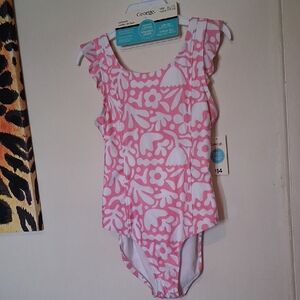George Pink and White Floral One-Piece Swimsuit